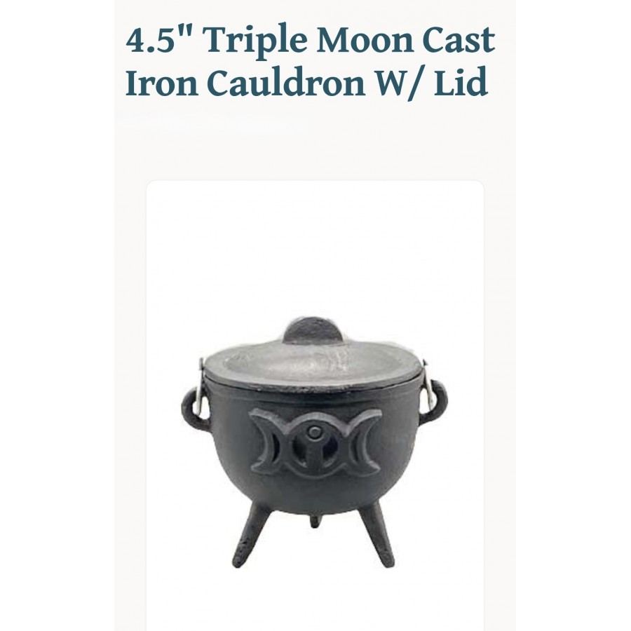 Triple Moon Cast Iron Cauldron w/ Lid 4 1/2"