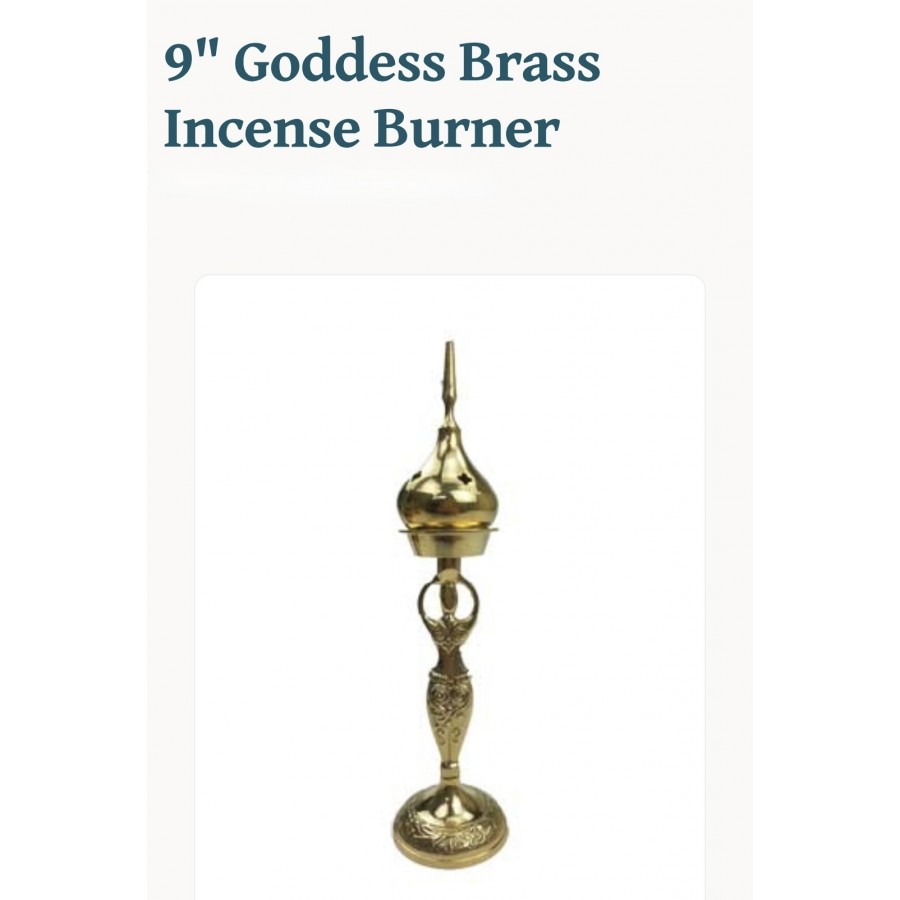 Goddess Brass Incense Burner 9"