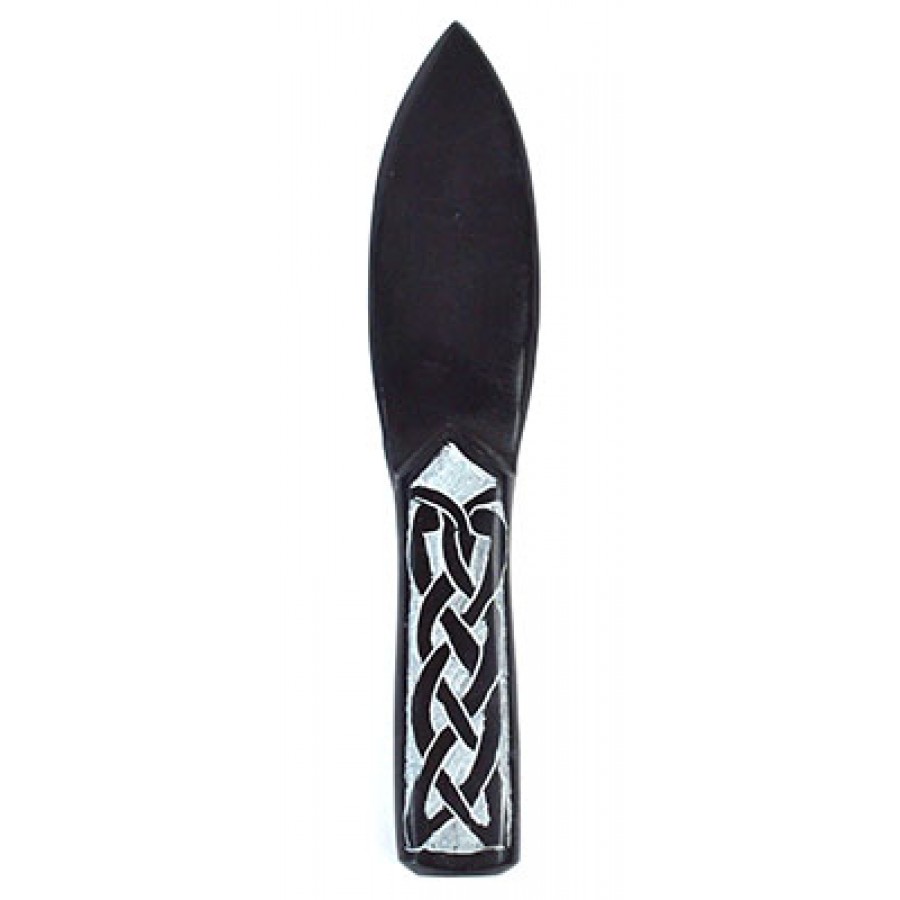 Black Celtic Soapstone Athame 8"